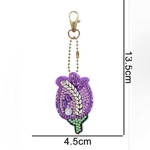 👀4/$25 DIY Diamond Painting Crystal Tulip Keychain/Purse Charm Kit Complete - Picture 3 of 7